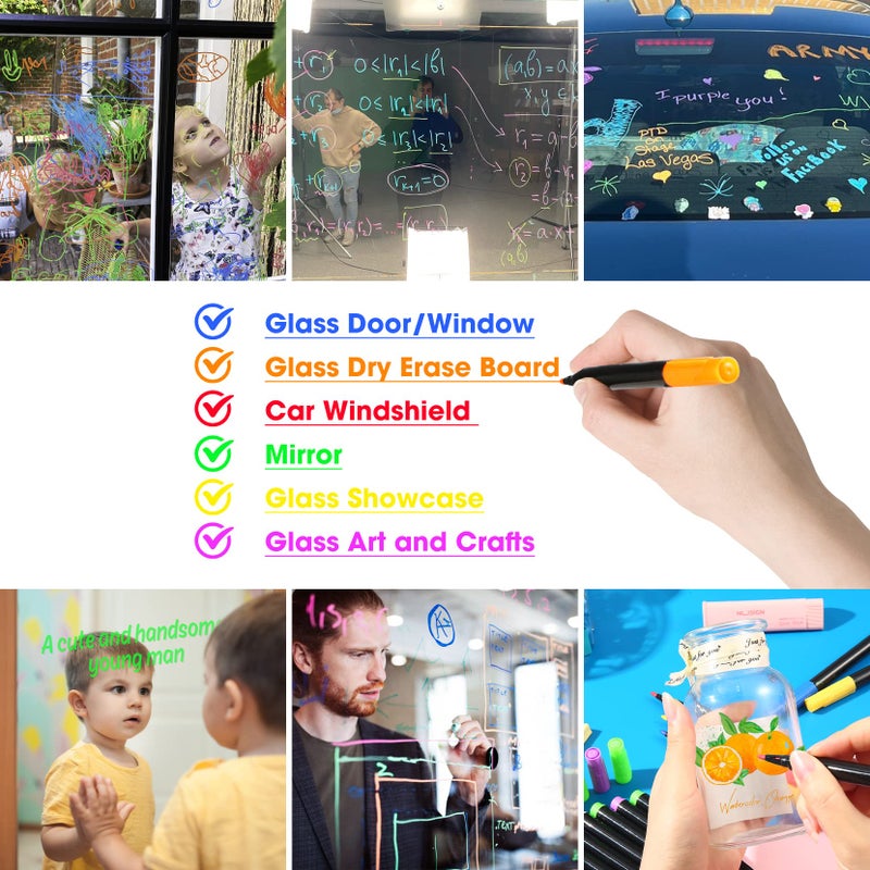 OORAII Liquid Chalk Markers for Acrylic Calendar Planning Board Clear Glass Dry Erase Board Whiteboard Window Mirror Christmas Halloween Painting  14 Pack  12 Vibrant Colors  1mm Fine Points  Easy Wet Erase - Image 4
